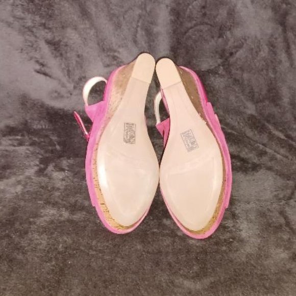 Cherry Red Suede Franco Sarto Cork Wedge Heels - Picture 6 of 7